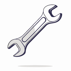 Simple Wrench Icon, Repair Tool, Mechanic Symbol