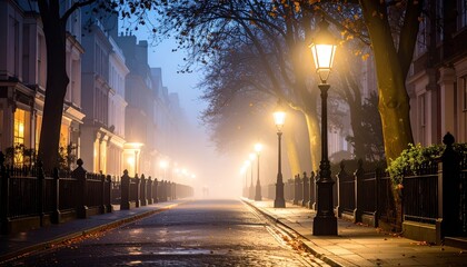 Foggy London Street Night.