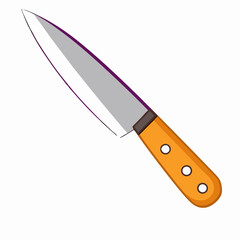 Orange-handled Kitchen Knife, Chef's Knife, Paring Knife Illustration