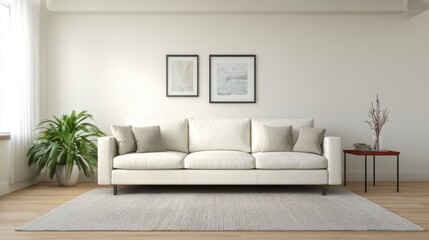 White sofa living room interior design