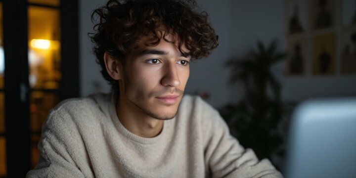 Engaged student participating in virtual lecture for online learning experience