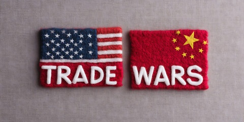 Obraz premium United States and Chinese Flags illustrating concept of Global Trade Wars
