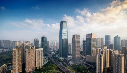 chengdu skyline scenery with high building