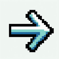 Right arrow icon in clean pixel art style, with a bold black outline and soft blue fill on a white background.