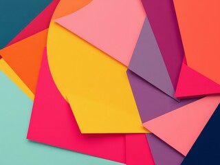 Fototapeta premium Vibrant abstract background features overlapping geometric shapes with a subtle risograph print effect.