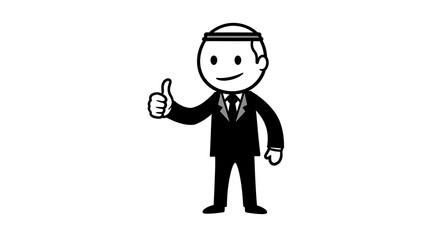 Cartoon Businessman Giving Thumbs Up with Positive Expression and Suit