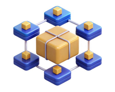 3d blockchain transaction visualization on transferring background