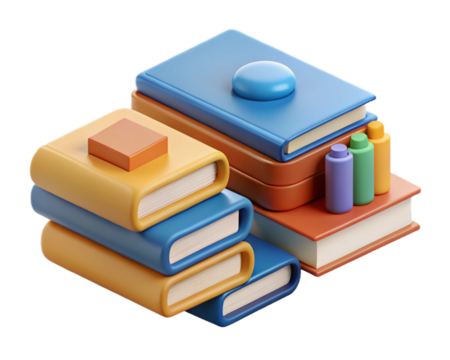 3d books and knowledge icons