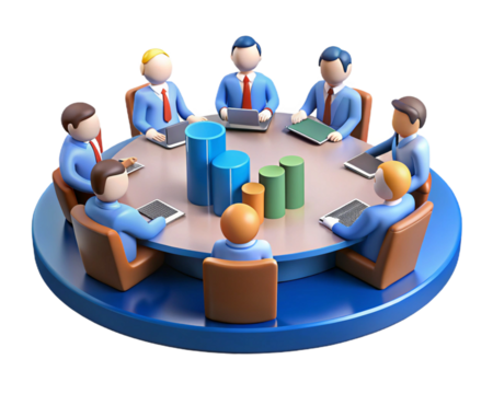 3d business meeting around a digital table
