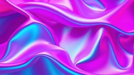Obraz premium Ethereal 3D abstract background featuring flowing, iridescent fabric folds with subtle magenta and cyan highlights, creating a modern, visually dynamic wallpaper.