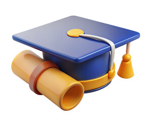 3d graduation cap and diploma on transferring background © sajida
