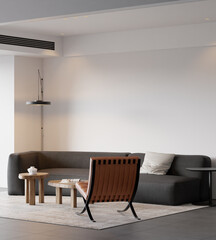 Modern Minimalist Living Room Interior - 3d Rendering