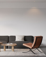Modern Minimalist Living Room Interior - 3d Rendering