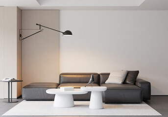 Modern Minimalist Living Room Interior - 3d Rendering