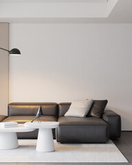 Modern Minimalist Living Room Interior - 3d Rendering