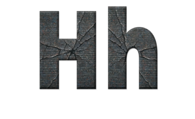 Cracked Digital Screen Letter H, Uppercase and Lowercase, Transparent Background