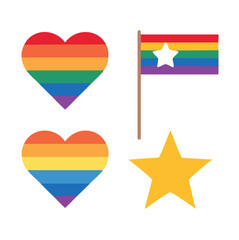 Rainbow hearts flag star lgbtq pride symbols