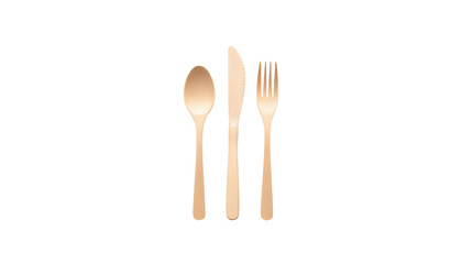 Set of Biodegradable Utensils on Pure White Background Silhouette