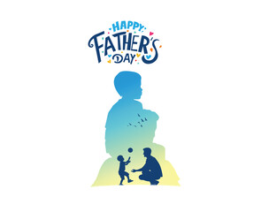 Happy Father's day concept vector background. Father and kid with text happy father's day.