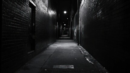 Monochromatic enigma: Unveiling the depth of an urban alleyway at twilight