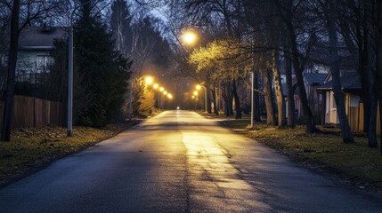 Illuminated Pathway: Exploring the charm of an atmospheric night scenery