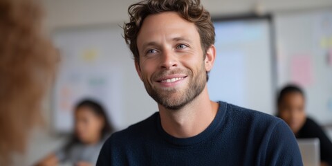 Teacher engaging students in interactive online learning session