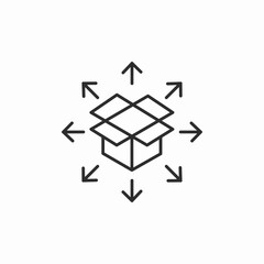 open box arrows explode icon sign vector