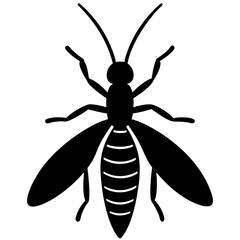 Black and White Silhouette of a Wasp Insect Icon
