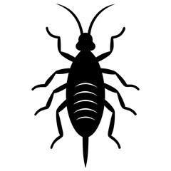 Black Cockroach Silhouette Icon Vector Illustration