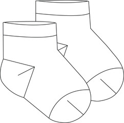 Classic Crew Socks | Minimalist Line Drawing | Fashion Accessory Illustration | Black and White Vector