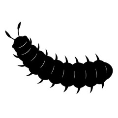 Black Silhouette of a Caterpillar Crawling