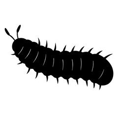Black Silhouette of a Spiky Caterpillar Illustration