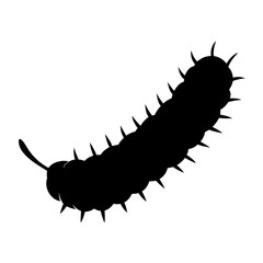 Black Silhouette of a Spiky Caterpillar Insect