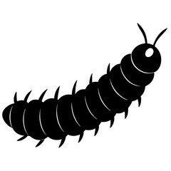 Black and White Silhouette of a Caterpillar Illustration