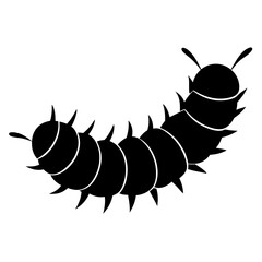 Black Silhouette of a Spiky Caterpillar Illustration