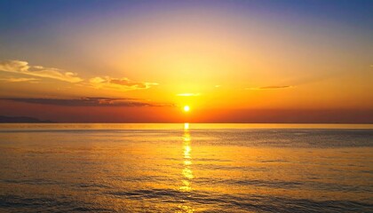 Golden Sunset Over Ocean.