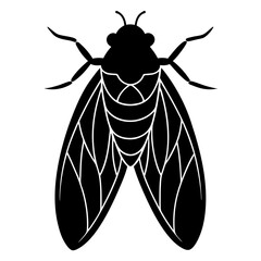 Black and White Cicada Silhouette Illustration