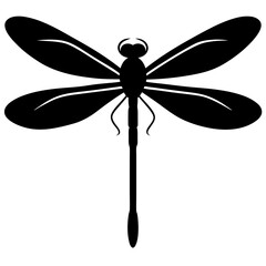 Black Silhouette of a Dragonfly Insect Vector Illustration