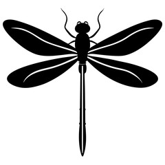 Black Silhouette Dragonfly Vector Illustration