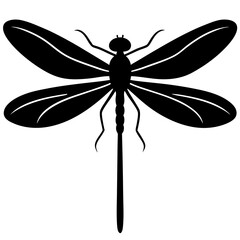 Black Silhouette of a Dragonfly Insect Vector Illustration