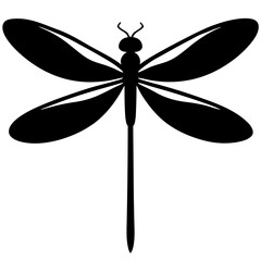 Black Silhouette of a Dragonfly Insect Icon