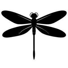 Simple Black Silhouette of a Dragonfly Insect