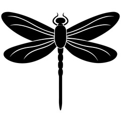Black Silhouette of a Dragonfly Insect Vector Graphic