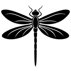 Stylized Black Dragonfly Silhouette Illustration