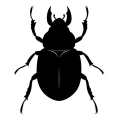 Black Silhouette of a Large Rhinoceros Beetle