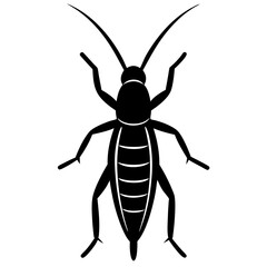 Black and White Vector Illustration of a Cricket Insect