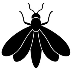 Simple Black Silhouette of a Moth Insect Icon