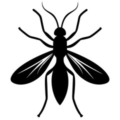 Black Silhouette of a Mosquito Top View Illustration