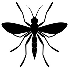 Black Silhouette of a Mosquito Insect Vector Illustration