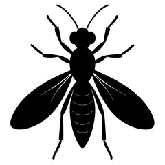 Black Silhouette of a Wasp Insect Illustration